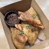 Aloo Samoas w/Apple Chutney at Ital Vegan in Jacksonville