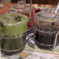 Sauces served with samosas at 5th Element in Palm Coast