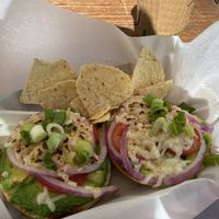 Atom bagel sub vegan cheese  at Sprouts Natural Foods Cafe in South Lake Tahoe