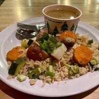 Steamed Vegetables with Potato Herb Soup   at Sprouts Natural Foods Cafe in South Lake Tahoe