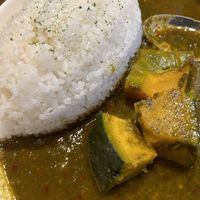 Level 8 spice veggie curry with pumpkin as a topping 😋   at Moona Curry in Tottori