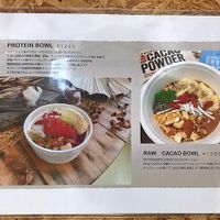 Menu: protein bowl and raw cacao bowl  at Natural Protein in Okinawa