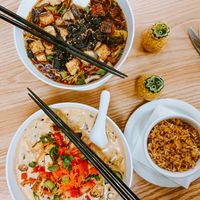 Red curry and noodle bowl at Freshies Restaurant and Bar in South Lake Tahoe