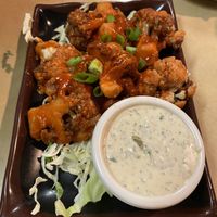 Buffalo cauliflower with creamy basil dressing. Specify vegan  at Freshies Restaurant and Bar in South Lake Tahoe