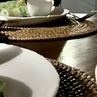 Jackfruit curry with yellow rice, Curry Lakse, and Green Balinese Crepes   at Taman Bebek Bali in Gianyar