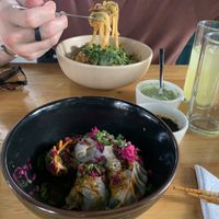 Udon y gyozas  at Sarumino in Mexico City