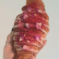 Lemon curd filled croissant ordered from the website at Dopa Delights in Hitchin