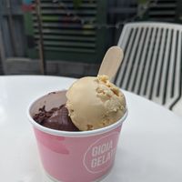 Dark chocolate + salted caramel, 75 000 VND / 2.80 EUR at GioiA Gelati in Hanoi