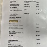 Menu  at Tru Vegan Creamery in Tampa