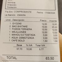Cuenta incluyendo acompañante para que veáis precios at Pirenasian Bar by Mai & Caro in Lleida