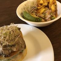 Vegan cause and vegan ceviche at Om Healthy Food in Caracas