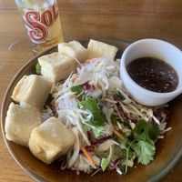 Vietnamese noodle salad with tofu and vegan sauce/dressing that was swapped by staff from fish sauce/dressing   at Junk Asian Fusion Food in Maroochydore