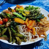 Selected dishes for 40000 a plate at Vegetarian Buffet - Street Food Alley in Luang Prabang