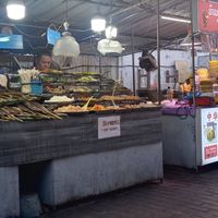 Vegetarian buffet stall, right beside fish and meat at Vegetarian Buffet - Street Food Alley in Luang Prabang