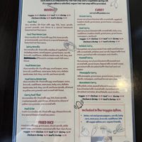 Lunch menu. Pad Thai, red curry, green curry can be made vegan with vegan soup  at Thai Coconut in Burlington