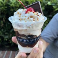 Non dairy hot fudge sundae  at Walt Disney World - Ghirardelli Soda Fountain & Chocolate Shop  in Lake Buena Vista