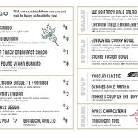 Cafe menu  at Laconia Market & Cafe in Snoqualmie Pass