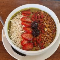 Matcha smoothie bowl at Potheads Pueblo in Tulum