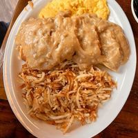 Vegan Gravy Train (cheesy biscuits and gravy, hashbrowns, JUST Egg) at Seven Mile Cafe in Mesquite
