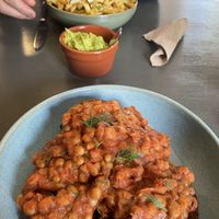 Beans on toast and gochujang fries with a side of avocado   at MISTÅL Kitchen in Otley