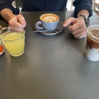 Oat flat white and almond iced lattee  at MISTÅL Kitchen in Otley