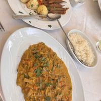 Vegetarian (vegan) Curry was lovely. It comes with potatoes, carrots and okra.  at Perry's Beach Restaurant in Pissouri