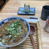 Chaisaw curry udon and spirited onigiri  at Uzumaki  in London