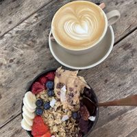Coffee and açai bowl   at Convoy Commune in Merewether