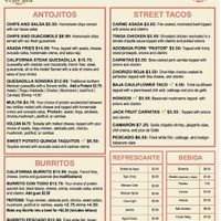 menu  at Otro Día Tacos in Beverly Hills