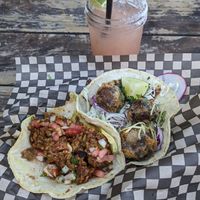 Tempeh chorizo taco, mushroom taco, and watermelon margarita to top it off at Tacovore in Eugene