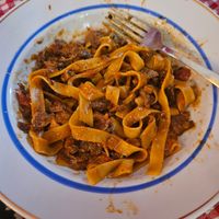 There meal deal pasta- tasty and filling. Large portion  ok value at Stricha in Tbilisi