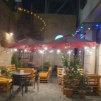 Outdoor seating area at Stricha in Tbilisi