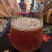 Pomegranate lemonade from a glass jar from the fridge. at Stricha in Tbilisi