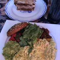 breakfast plate and reuben  at Stricha in Tbilisi