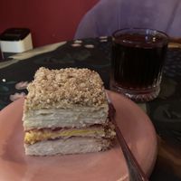 Strawberry lemon Napoleon and filter coffee  at Stricha in Tbilisi