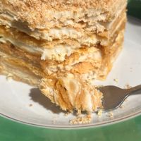 Caramel Napoleon cake. at Stricha in Tbilisi