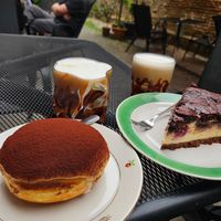Tiramisu donut, banana bread latte and cheesecake something? (I forgot but it was also tasty, not as tasty as the donut tho) at Stricha in Tbilisi
