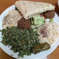Veggie sampler plate at Sahara Middle Eastern Eatery in Albuquerque