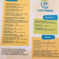 Menú en inglés at Can Cocal in El Cuyo