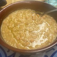 A very tasty chickpea soup. It has various vegan options  at A Putia in Siracusa