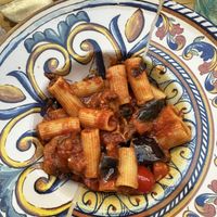 Pasta alla norma without cheese  at A Putia in Siracusa