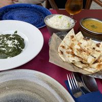 Naan, Rice, Dal and Palak Paneer   at Out of India in Barcelona