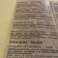 Menu  at Bahia Mar in Puerto Ayora