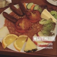Great vegan sausages  at Cafe Miller in Hamburg