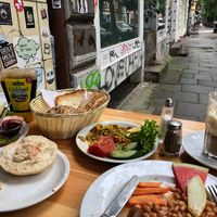 We ordered three items from the menu: sweet breakfast, English breakfast and scrambled tofu. at Cafe Miller in Hamburg
