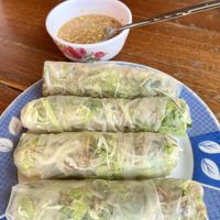 Fresh spring rolls with peanut sauce   at Veranda in Muang Ngoy
