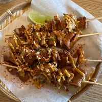 Mushroom and yuba satay skewers  at Hsinchuku in Hsinchu