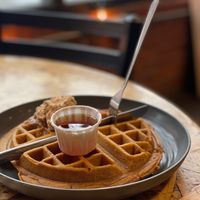 Pumpkin waffle with chai butter 🤤  at Boots Bakery & Lounge in Spokane