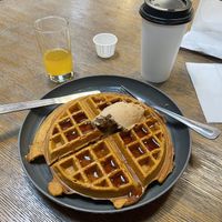 Pumpkin waffle with chai butter!  at Boots Bakery & Lounge in Spokane
