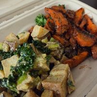 Dijon carrots and potato salad. at Boots Bakery & Lounge in Spokane